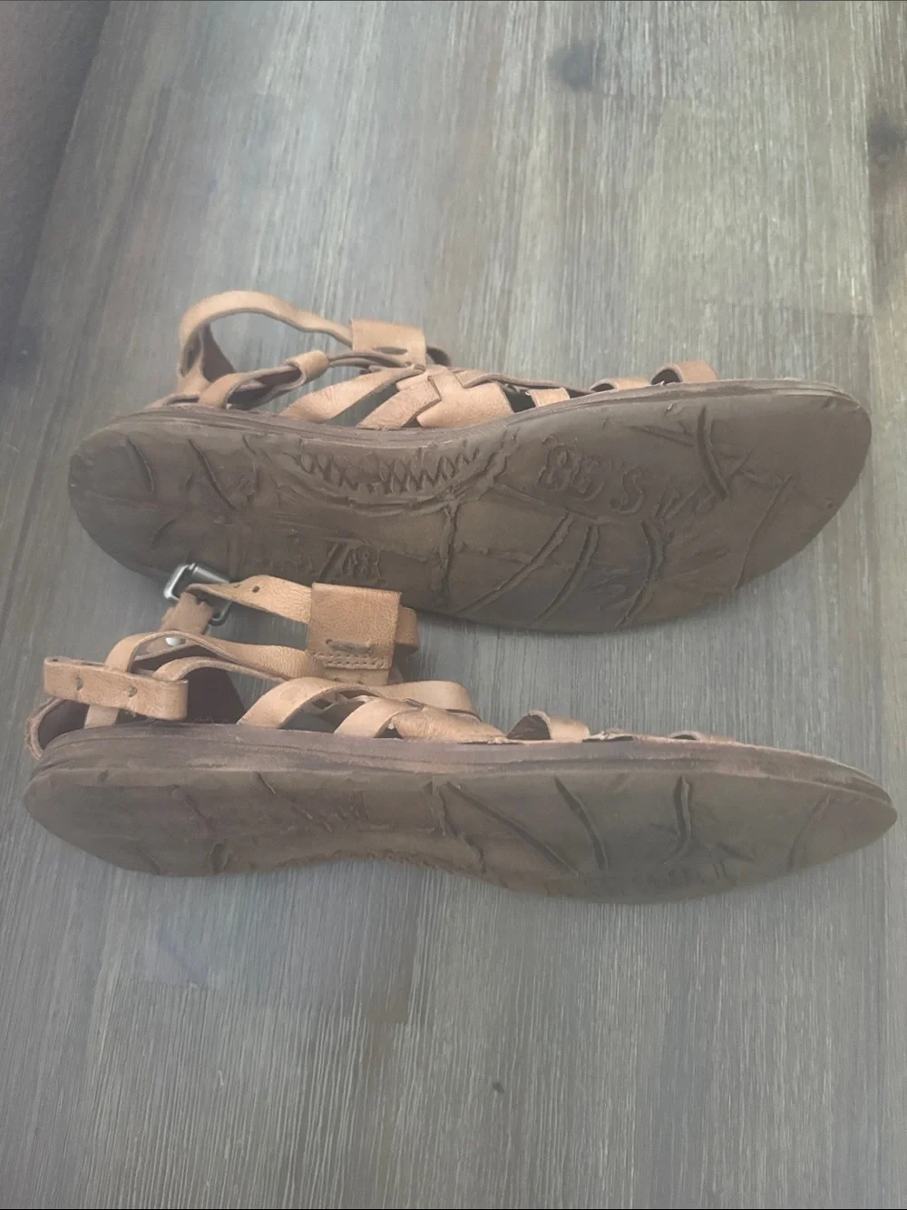 A.S. 98 Ralston Womens Tan Leather Hook & Loop Strap Sandals Shoes
